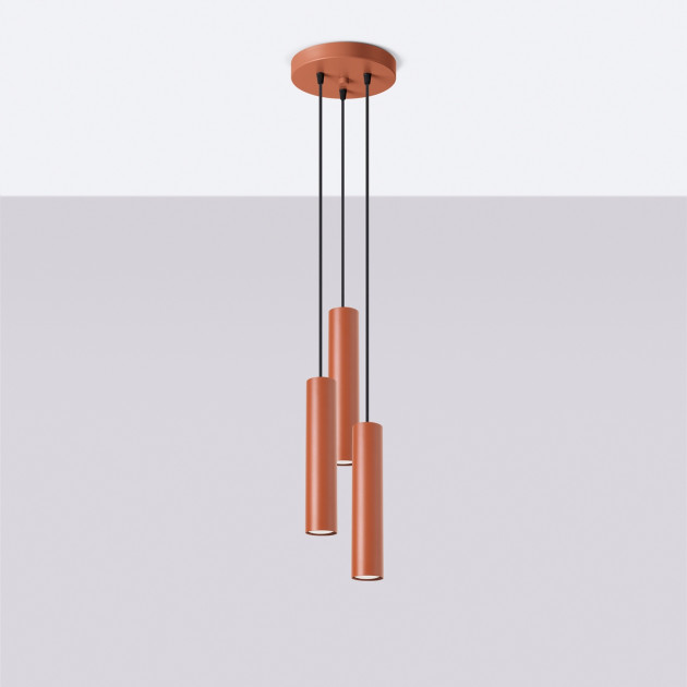Lampe suspendue Noraaena 3P rouge ocre