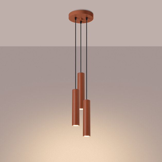 Lampe suspendue Noraaena 3P rouge ocre