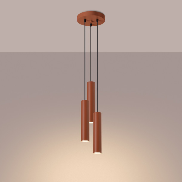 Lampe suspendue Noraaena 3P rouge ocre