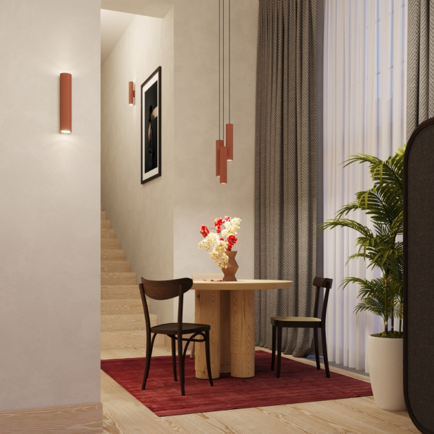 Lampe suspendue Noraaena 3P rouge ocre