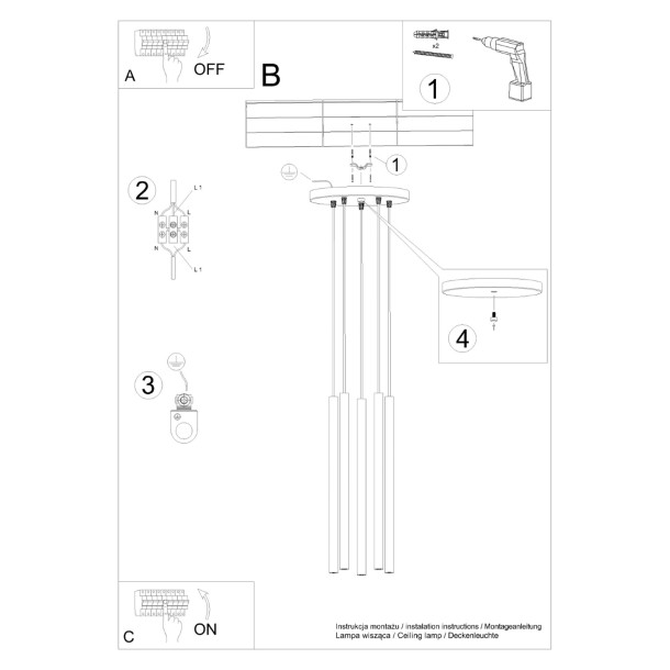 Lampe suspendue Noraaeen 5P beige