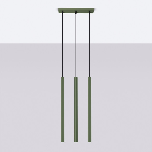 Lampe pendante Noraaeen 3 vert olive