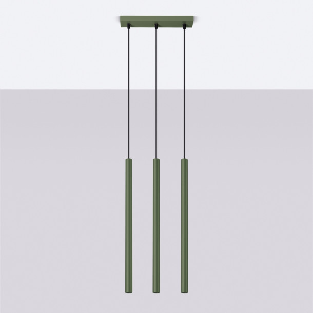 Lampe pendante Noraaeen 3 vert olive