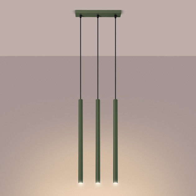 Lampe pendante Noraaeen 3 vert olive