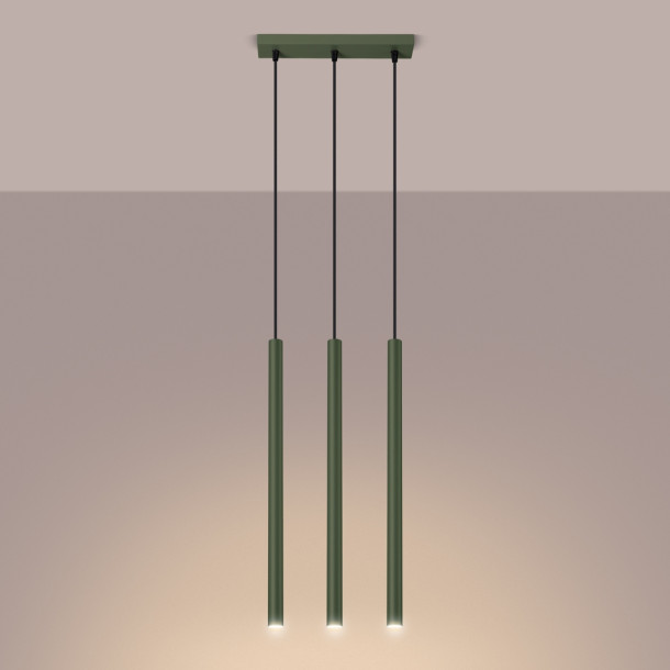 Lampe pendante Noraaeen 3 vert olive
