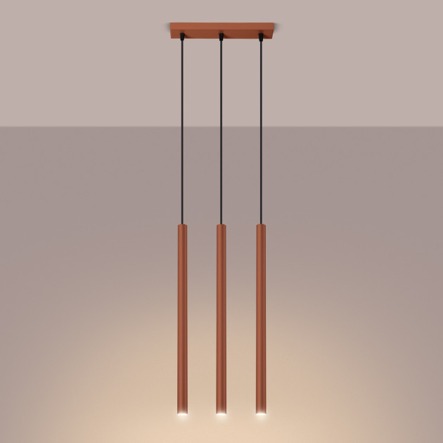 Lampe suspendue Noraaeen 3 rouge ocre
