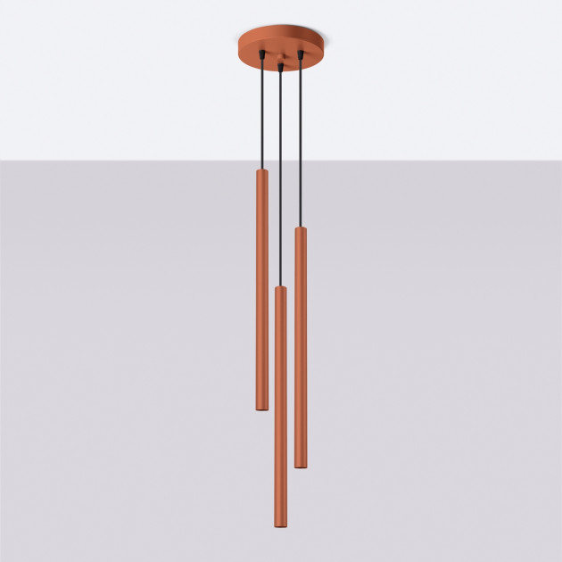 Lampe suspendue Noraaeen 3P rouge ocre