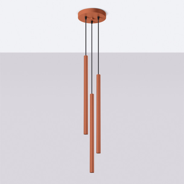Lampe suspendue Noraaeen 3P rouge ocre