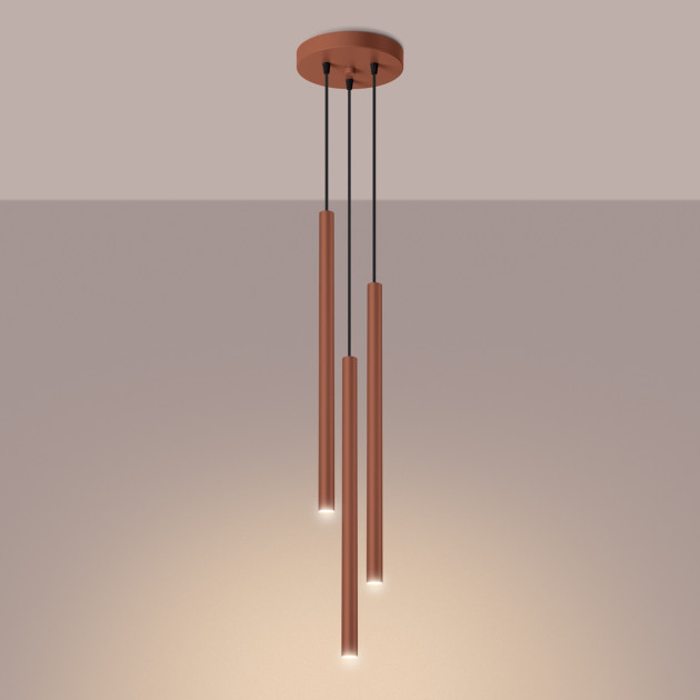 Lampe suspendue Noraaeen 3P rouge ocre
