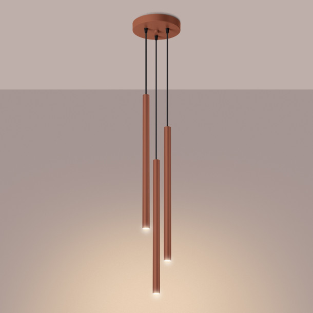Lampe suspendue Noraaeen 3P rouge ocre