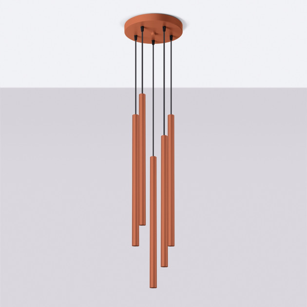 Lampe suspendue Noraaeen 5P rouge ocre