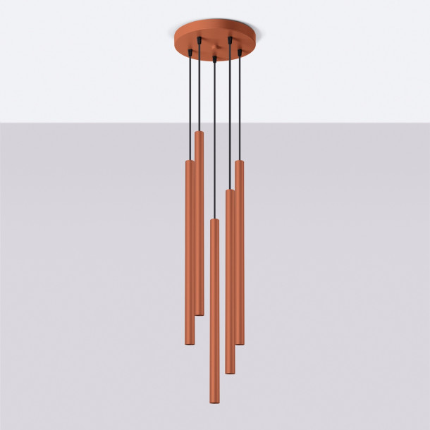 Lampe suspendue Noraaeen 5P rouge ocre