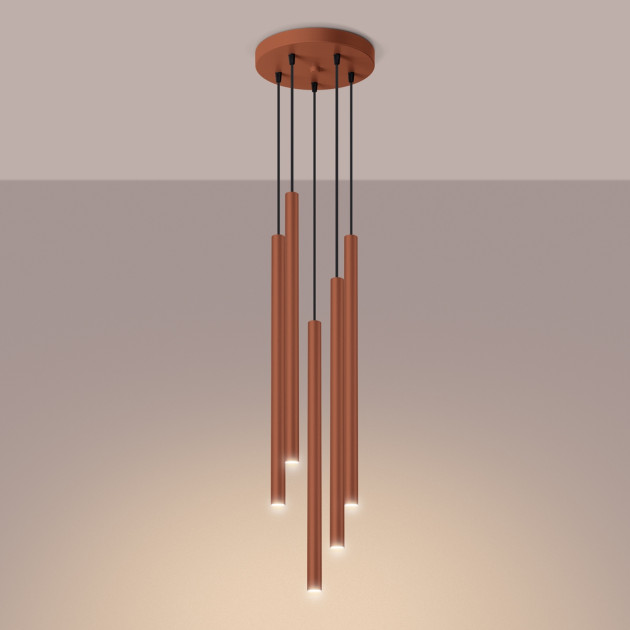 Lampe suspendue Noraaeen 5P rouge ocre