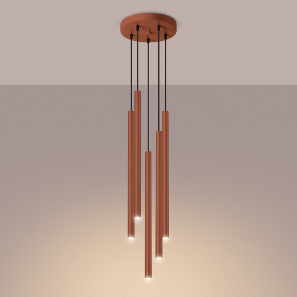 Lampe suspendue Noraaeen 5P rouge ocre