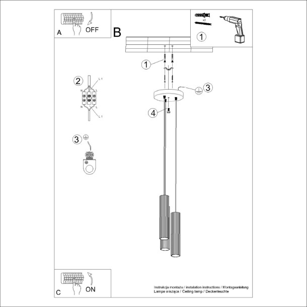 Lampe suspendue Elaen 3P blanc