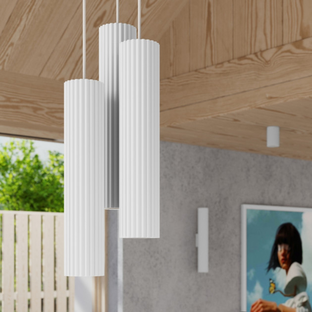 Lampe suspendue Elaen 3P blanc