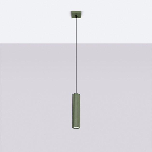 Lampe suspendue Elaen 1 vert olive
