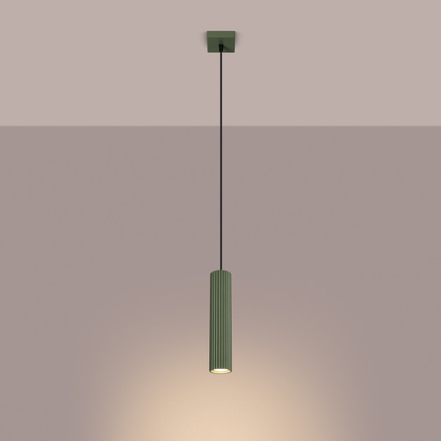 Lampe suspendue Elaen 1 vert olive