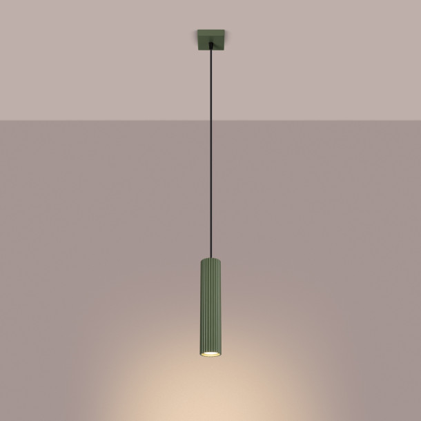 Lampe suspendue Elaen 1 vert olive
