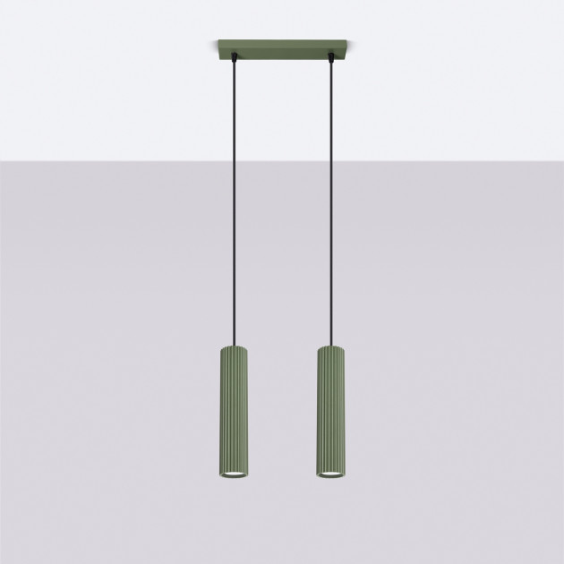 Lampe suspendue Elaen 2 vert olive