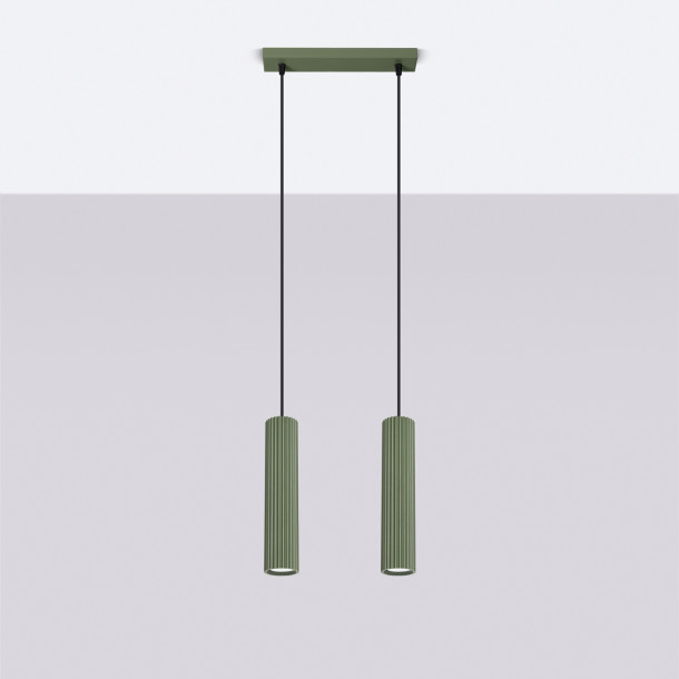 Lampe suspendue Elaen 2 vert olive
