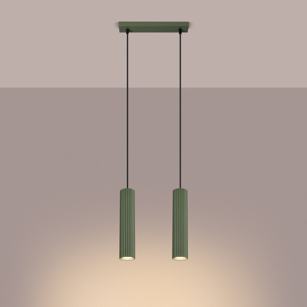 Lampe suspendue Elaen 2 vert olive