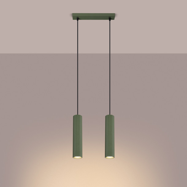 Lampe suspendue Elaen 2 vert olive