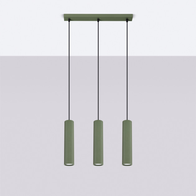 Lampe suspendue Elaen 3L vert olive