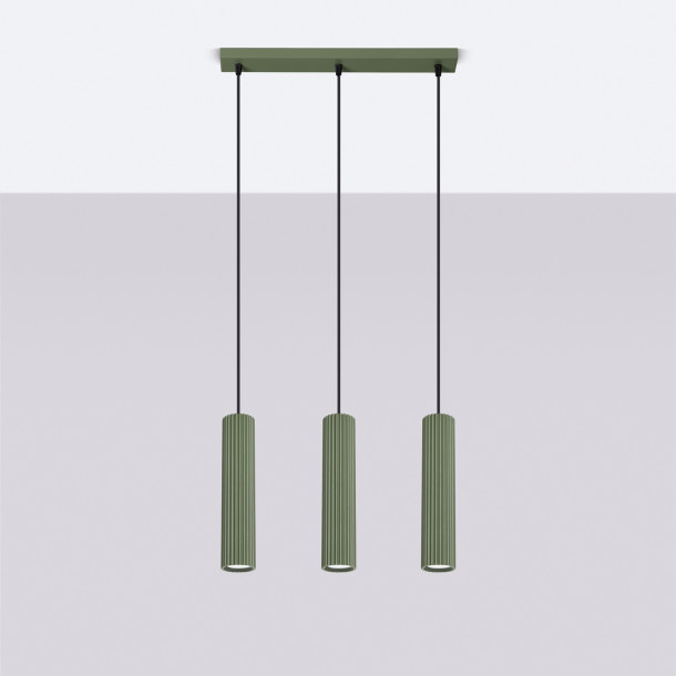 Lampe suspendue Elaen 3L vert olive