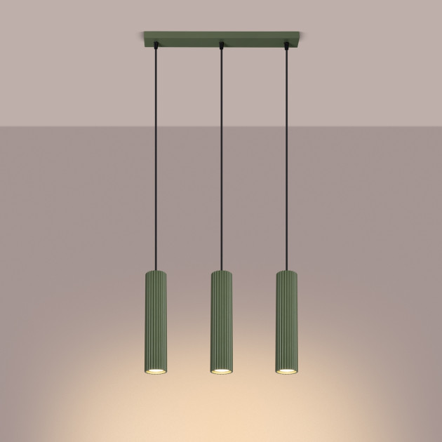 Lampe suspendue Elaen 3L vert olive