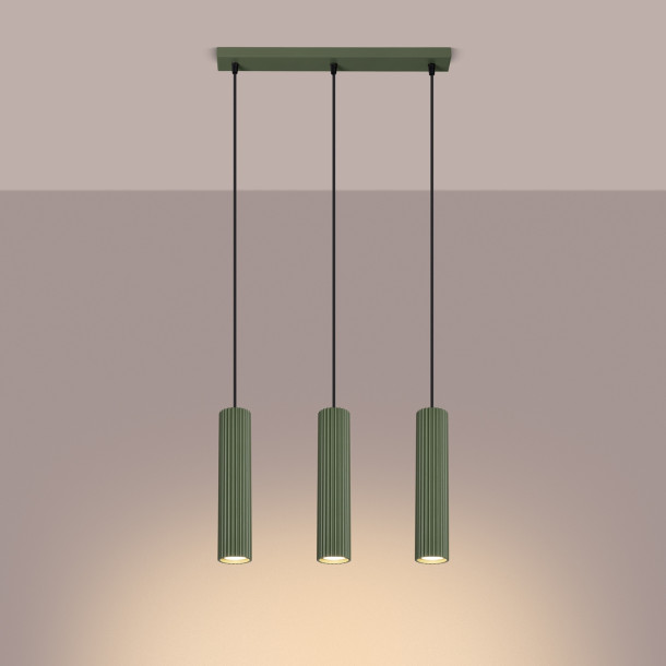 Lampe suspendue Elaen 3L vert olive