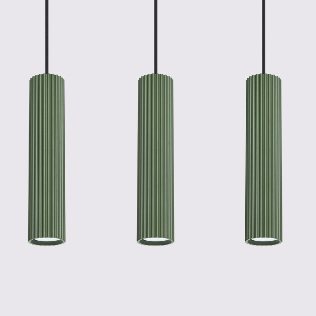 Lampe suspendue Elaen 3L vert olive