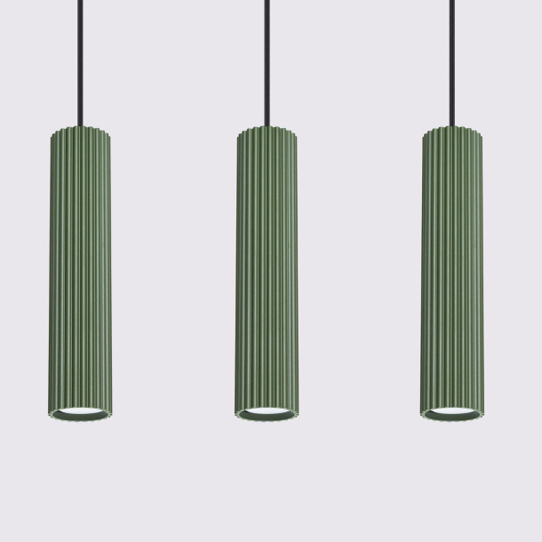 Lampe suspendue Elaen 3L vert olive