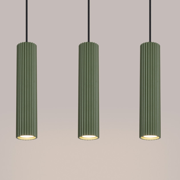 Lampe suspendue Elaen 3L vert olive