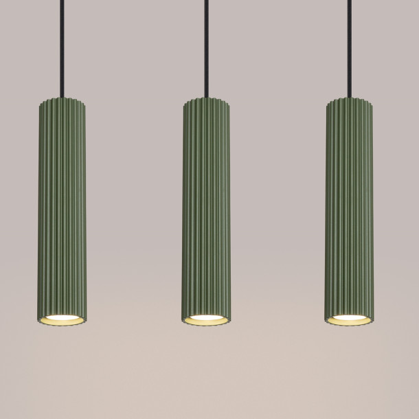 Lampe suspendue Elaen 3L vert olive