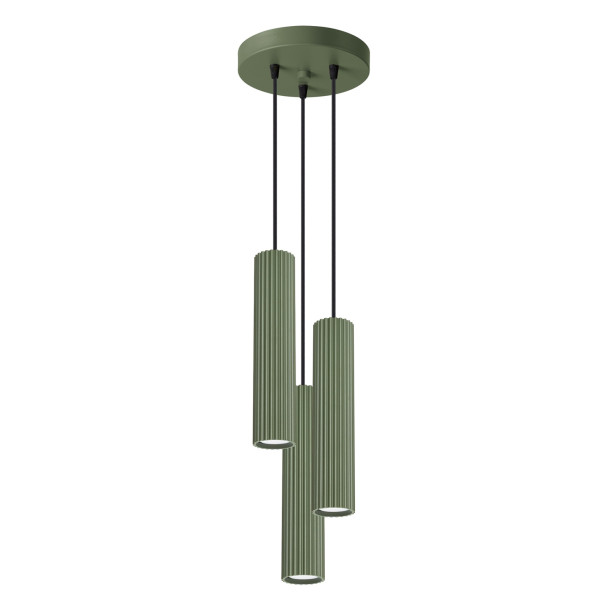 Lampe suspendue Elaen 3P vert olive