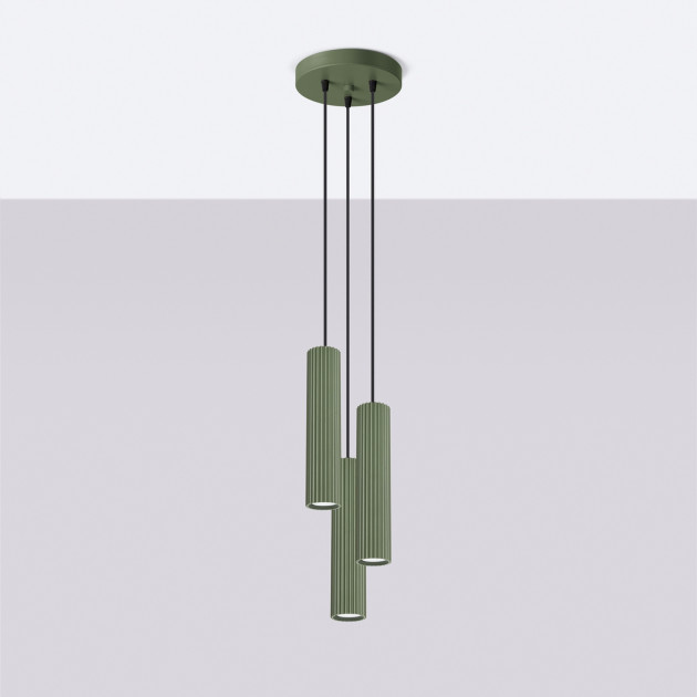 Lampe suspendue Elaen 3P vert olive