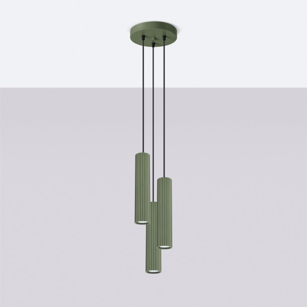 Lampe suspendue Elaen 3P vert olive