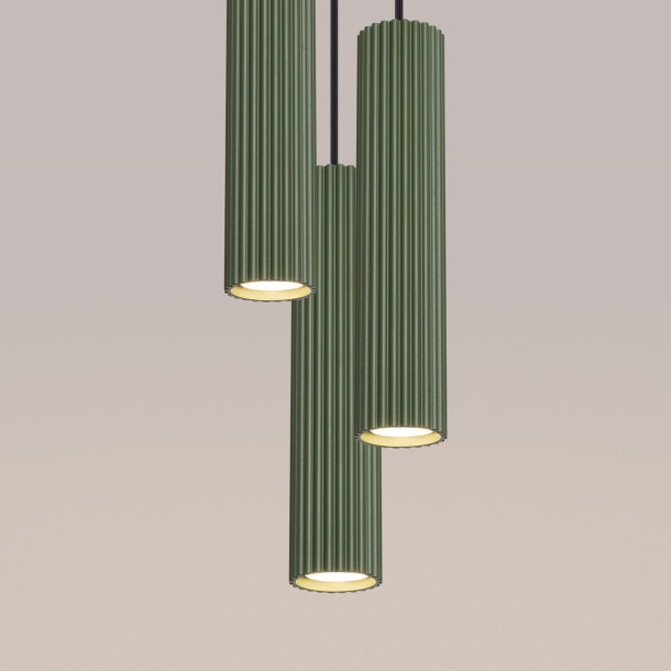 Lampe suspendue Elaen 3P vert olive