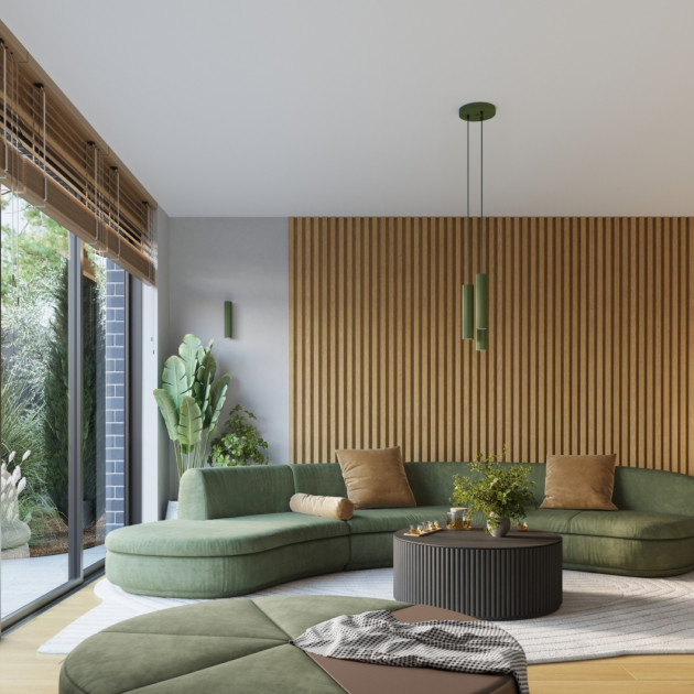 Lampe suspendue Elaen 3P vert olive
