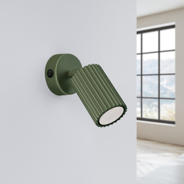 Applique Elaen vert olive avec interrupteur