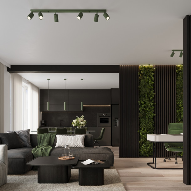 Plafonnier Elaen 6L vert olive