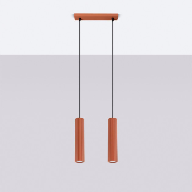 Lampe suspendue Elaen 2 rouge ocre