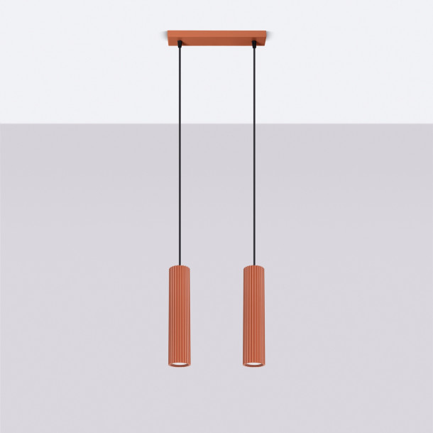 Lampe suspendue Elaen 2 rouge ocre