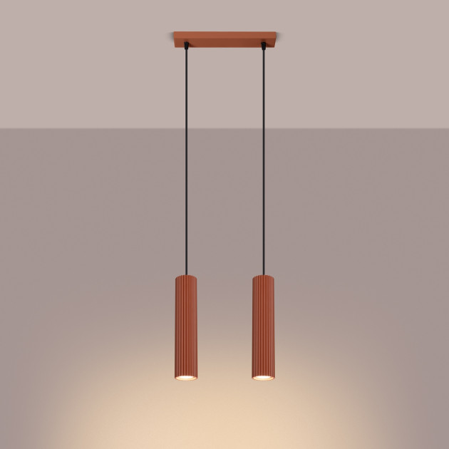 Lampe suspendue Elaen 2 rouge ocre