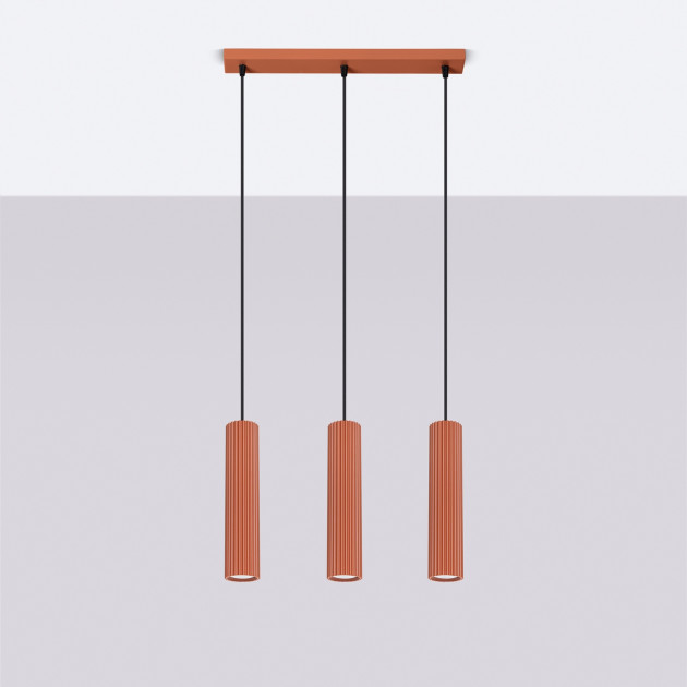Lampe suspendue Elaen 3L rouge ocre