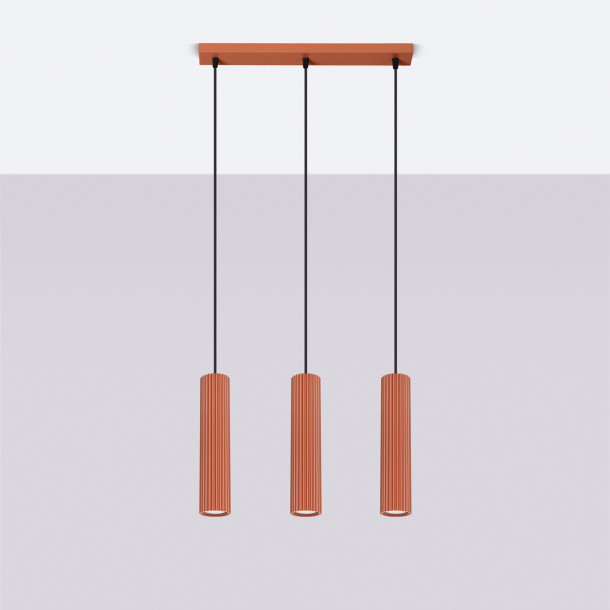 Lampe suspendue Elaen 3L rouge ocre
