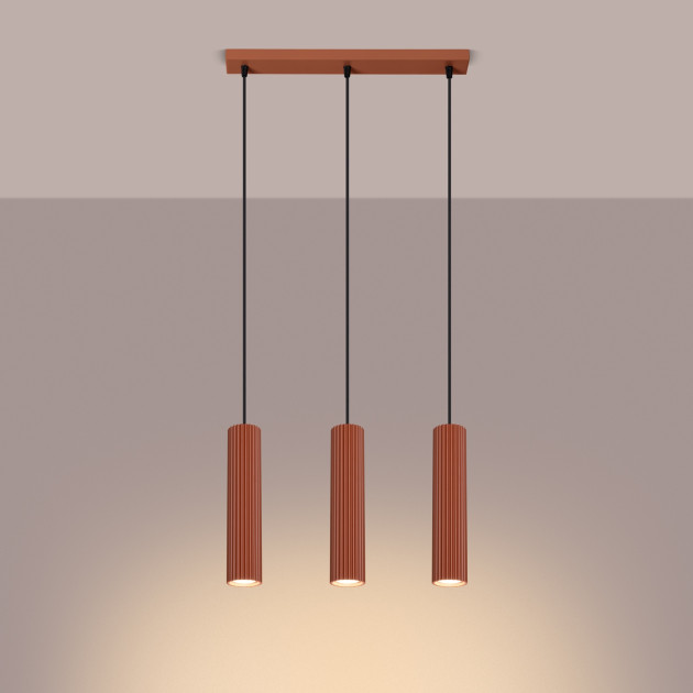Lampe suspendue Elaen 3L rouge ocre