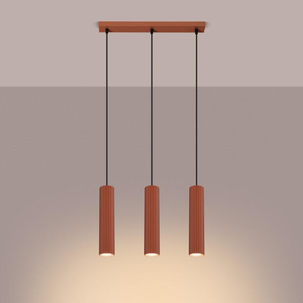 Lampe suspendue Elaen 3L rouge ocre