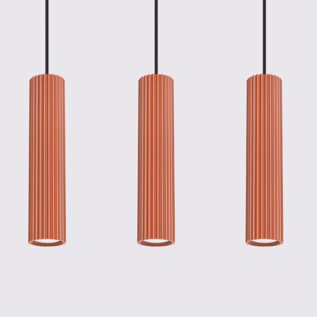 Lampe suspendue Elaen 3L rouge ocre